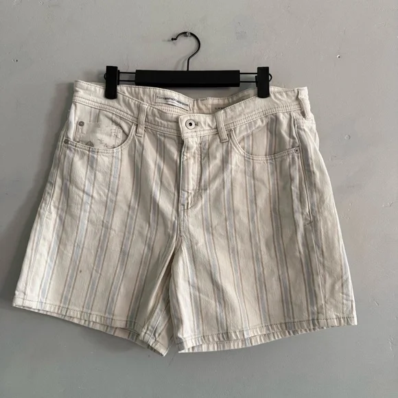 Anthropologie Pilcro Cream Striped Slim Boyfriend Jean Shorts - Picture 3 of 8